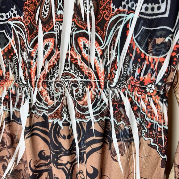 Y2K S-12 3/4 Sleeve Tattoo Dress With Rhinestones Size M Stretchy Club Grunge - Picture 9 of 14